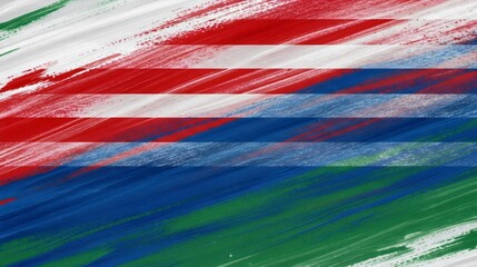 Abstract Painted North American Flag Background: Artistic Brush Strokes of Red White Blue and Green Representing USA Mexico and Canada for 2026 International Sports Event