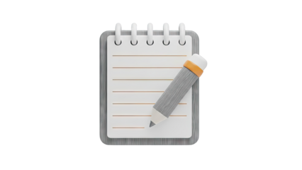 3D Icon of a Notebook and Pencil