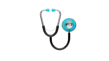 Blue and Black Stethoscope on White Background