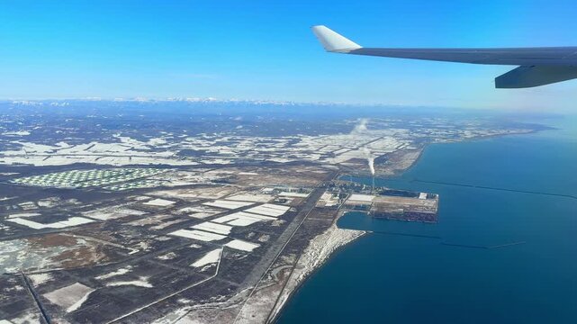 Jet Airplane taking off from New Chitose Airport Hokkaido, Japan