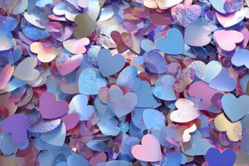 Colorful seamless confetti hearts background perfect for celebrations, parties, or projects bringing a fun and festive touch
