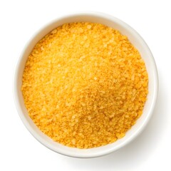 Aji Amarillo Flakes Bright Golden Yellow Chili Pepper Crystals on Clean White Background, Radiating Peruvian Warmth, Zesty Energy, and Artisan Spice Charm in Gourmet Culinary Style