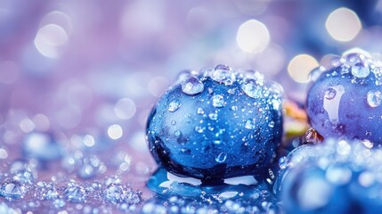 Close-up view of glistening grapes covered in water droplets.