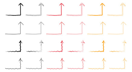 グラフの強調や誘導に便利な矢印セット・手書き風L字矢印セット・アナログ質感の矢印デザイン詰め合わせ