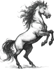 2026 Year of the Horse Chinese New Year Zodiac Black Ink Rearing Horse