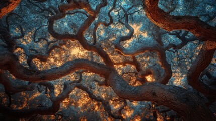 Intricate canopy of a magnificent old tree.