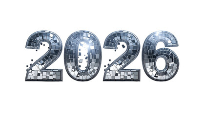 Sparkling mosaic "2026" digits against a black backdrop, ready for celebration