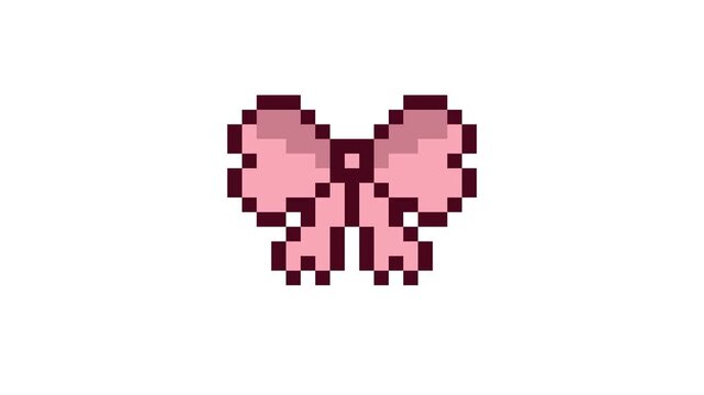 8-bit pixel art pink ribbon. looped animation 4k 30fps
