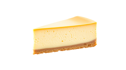 Delicious cheesecake slice with a graham cracker crust on transparent background