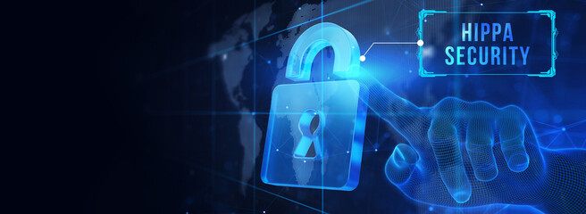 Cyber security data protection business technology privacy concept. Hippa Security. 3d illustration