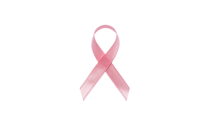 Pink ribbon symbol with a soft appearance, possibly for breast cancer awareness or support, centered image pure white background cutout