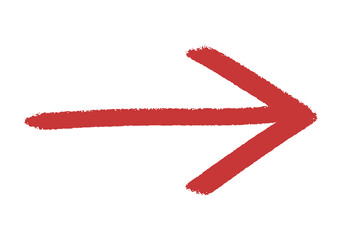A sketchy, red hand-drawn arrow icon featured as a standalone element on a clear background.