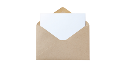 Envelope with a white card protruding, depicted in a simple graphic style with soft edges and a light background cutout on alpha channel