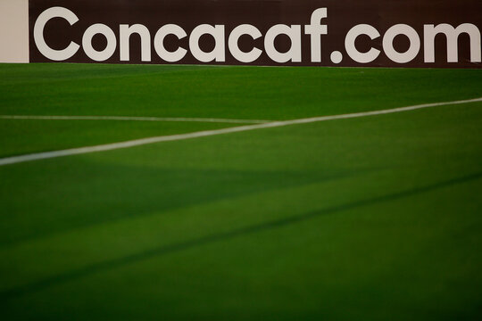 Ciudad de Mexico, Mexico - March 11. 2025: Concacaf advertising banner on field