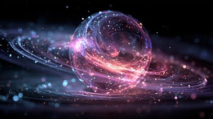 Obraz premium Abstract Glowing Sphere Energy Ball with Swirling Trails Background