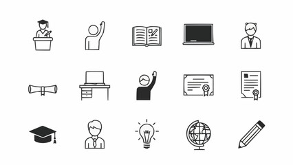 Education and Learning Icons - A Collection of Essential Symbols for Academic Pursuits.