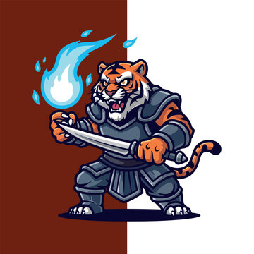 Tiger Mage Esport Mascot Logo Vector