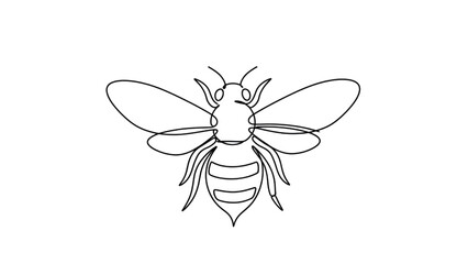 Obraz premium Bee Line Art Isolated on White Background