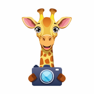 giraffe holding a camera