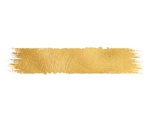Golden brush stroke texture abstract gold paint smear on transparent background