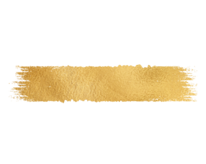 Golden brush stroke texture abstract gold paint smear on transparent background