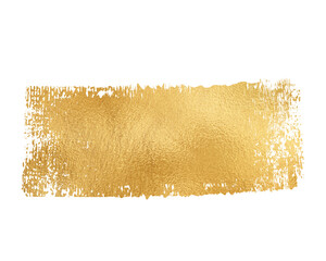 Golden textured rectangle brush stroke graphic element on transparent background