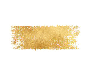 Golden textured rectangle brush stroke design element on transparent background