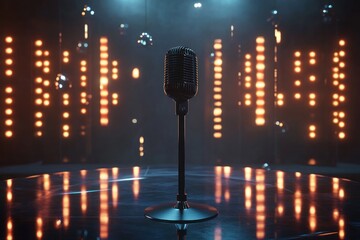 Microphone on stage with light display