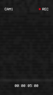 Vertical Recording camera CCTV screen noise effect overlay with timer 4K