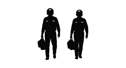 Two business professionals walking forward with briefcases a striking black silhouette © Jewel