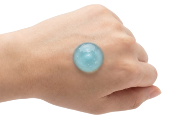 Blue Gel on Back of Hand for Skincare or Medical Use