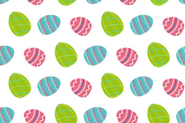 decorative Easter eggs on a white background for printing on fabric, scrapbooking paper, gift wrapping and wallpaper. Vector seamless Easter pattern