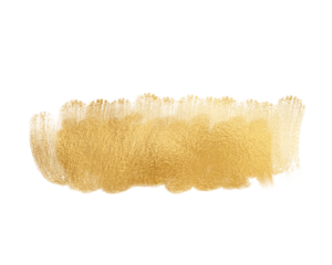 Golden textured brush stroke design element isolated on transparent background