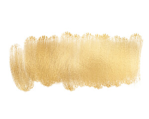 Golden glitter texture brush stroke design element on transparent background