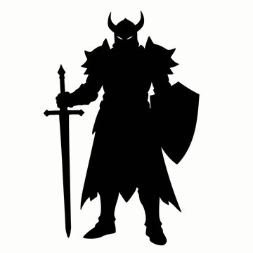 Simple silhouette vector illustration of a cursed knight in dark style