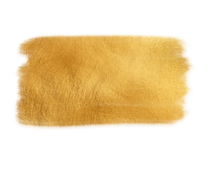 Abstract golden watercolor brush stroke texture with a beautiful shimmering effect on transparent background