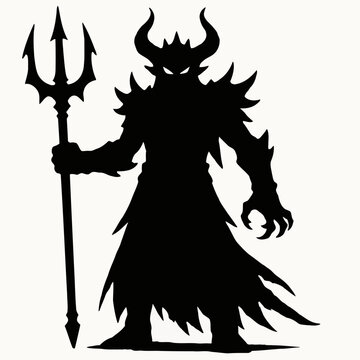 Simple silhouette vector illustration of an abyss lord in dark bold style