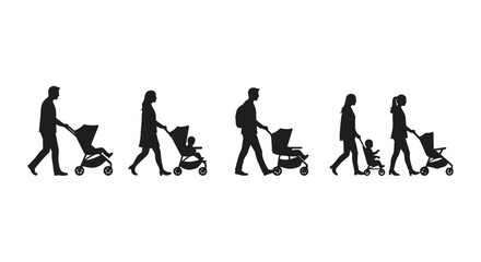 A family s journey through stages of parenthood depicted in a striking silhouette