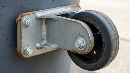 Robustly Constructed Industrial Wheel Assembly Mounted on Solid Container
