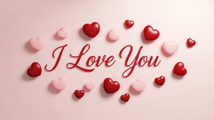 Heartfelt Valentine's Day Message with Red and Pink Hearts on Soft Background