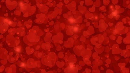 A vibrant red background filled with numerous heart shapes in various sizes and shades of red, creating a festive atmosphere.