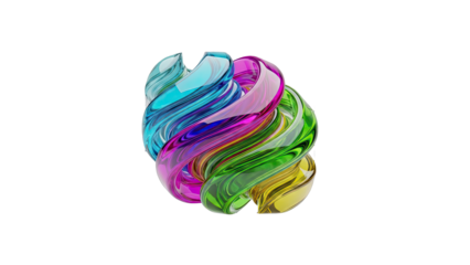 Abstract Swirling Glass Sculpture with Rainbow Colors