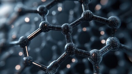 Abstract molecular structure with bokeh background