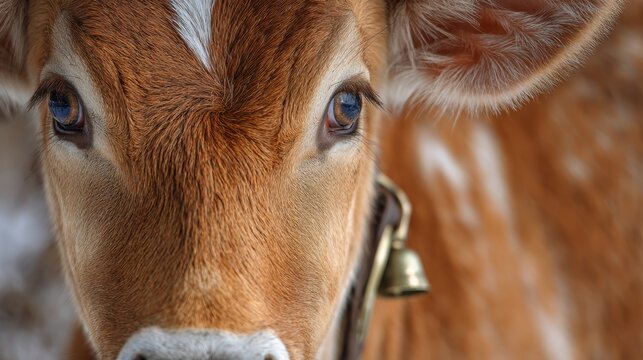 Adorable calf face detail with blue eyes - Powered by Adobe