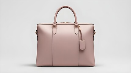 Peach pink women laptop bag featuring clean minimal design, elegant professional look, soft lighting, isolated background fashion accessory.