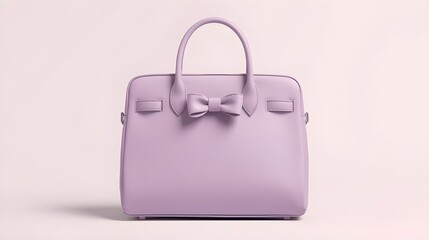 Light purple women laptop bag featuring cute bow detail, minimal pastel design, clean background, elegant feminine fashion accessory.