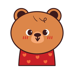cute drawing cartoon bear with cute shirt. animal drawing for sticker and icon