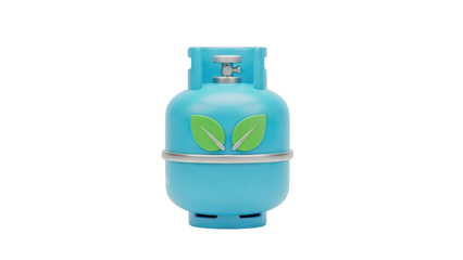 Blue Gas Cylinder with Green Leaves Symbol