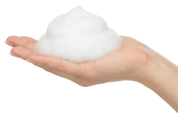 Foam Soap in Hand on White