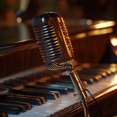 Vintage microphone piano keys musical instrument